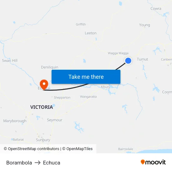 Borambola to Echuca map