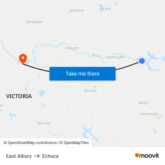 East Albury to Echuca map