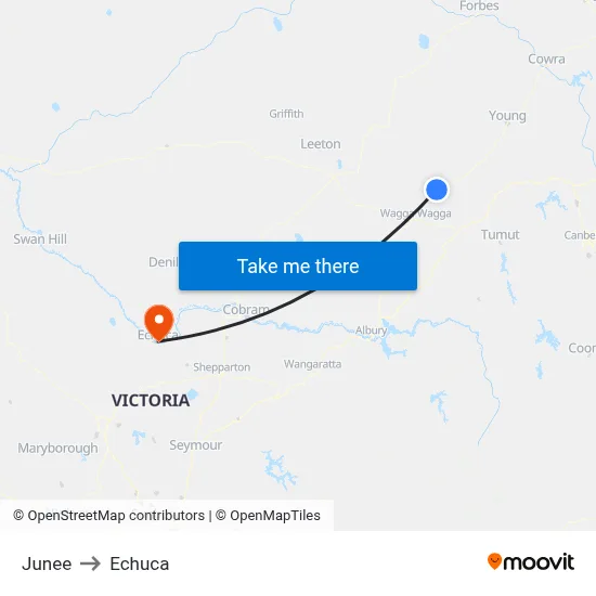 Junee to Echuca map