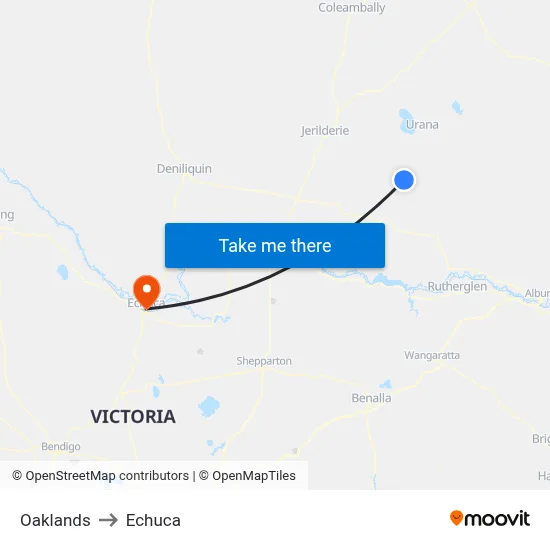 Oaklands to Echuca map