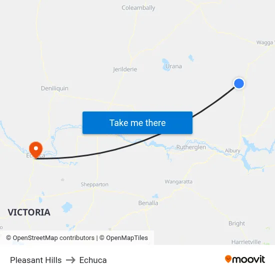 Pleasant Hills to Echuca map