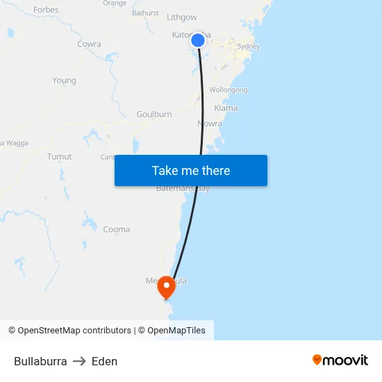 Bullaburra to Eden map