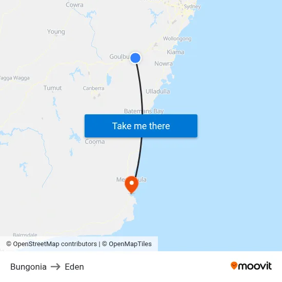 Bungonia to Eden map