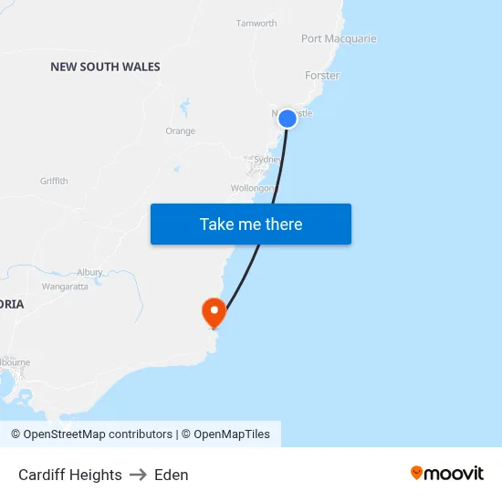 Cardiff Heights to Eden map