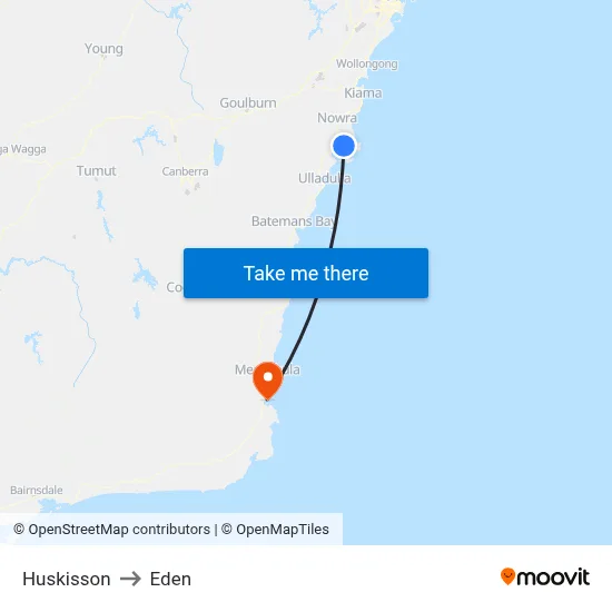 Huskisson to Eden map