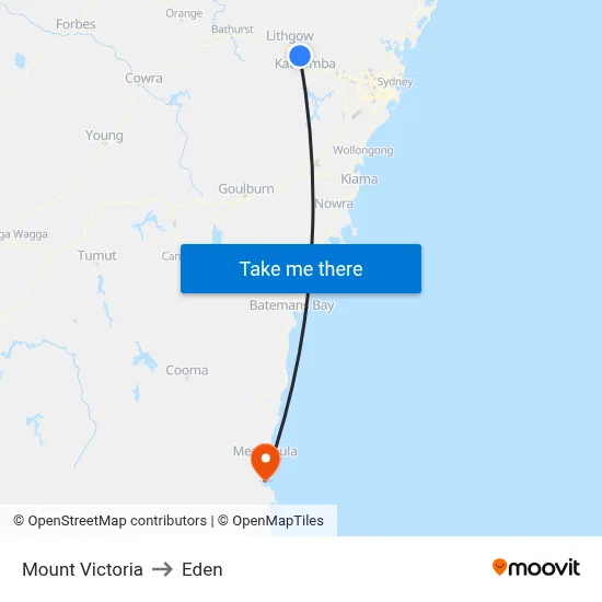 Mount Victoria to Eden map