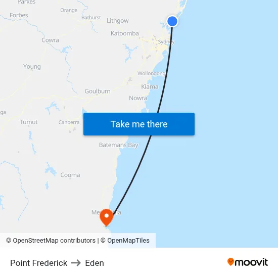 Point Frederick to Eden map