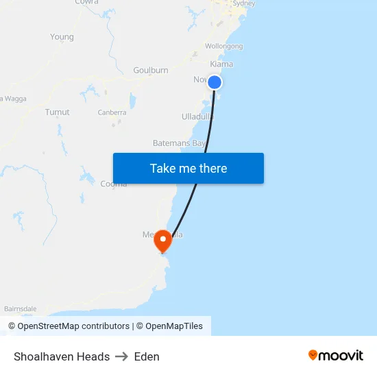 Shoalhaven Heads to Eden map