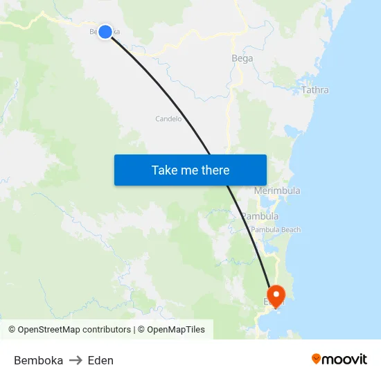 Bemboka to Eden map