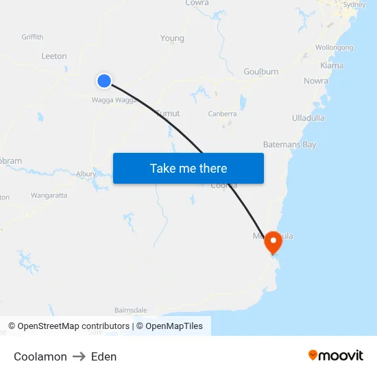 Coolamon to Eden map