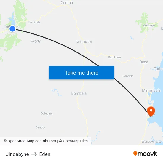 Jindabyne to Eden map