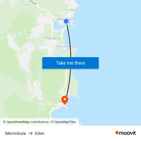 Merimbula to Eden map