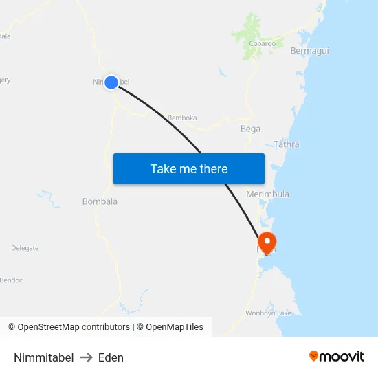 Nimmitabel to Eden map
