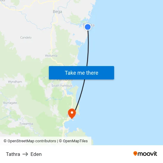 Tathra to Eden map