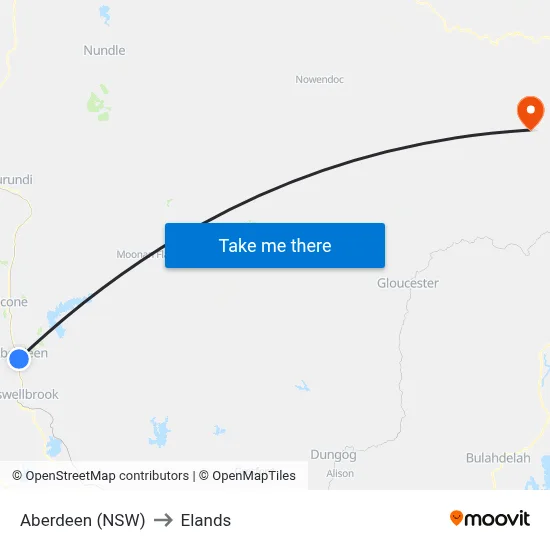 Aberdeen (NSW) to Elands map