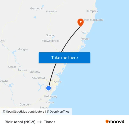 Blair Athol (NSW) to Elands map