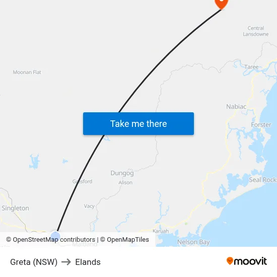 Greta (NSW) to Elands map