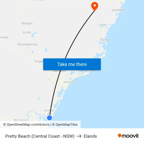 Pretty Beach (Central Coast - NSW) to Elands map