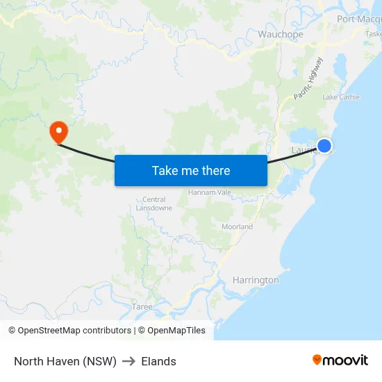 North Haven (NSW) to Elands map
