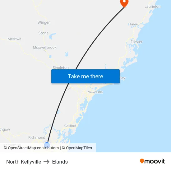North Kellyville to Elands map