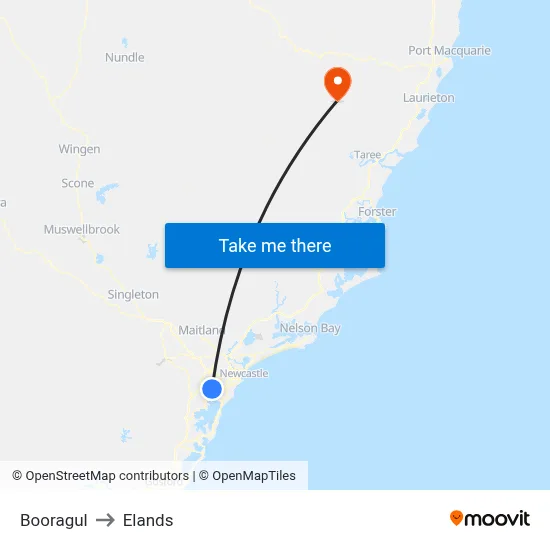 Booragul to Elands map