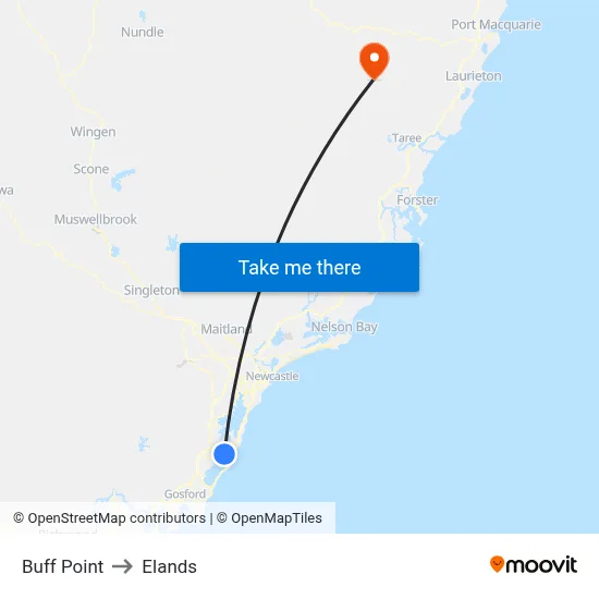 Buff Point to Elands map