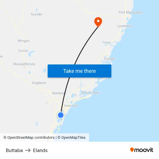 Buttaba to Elands map