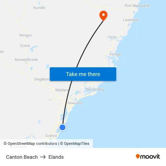 Canton Beach to Elands map