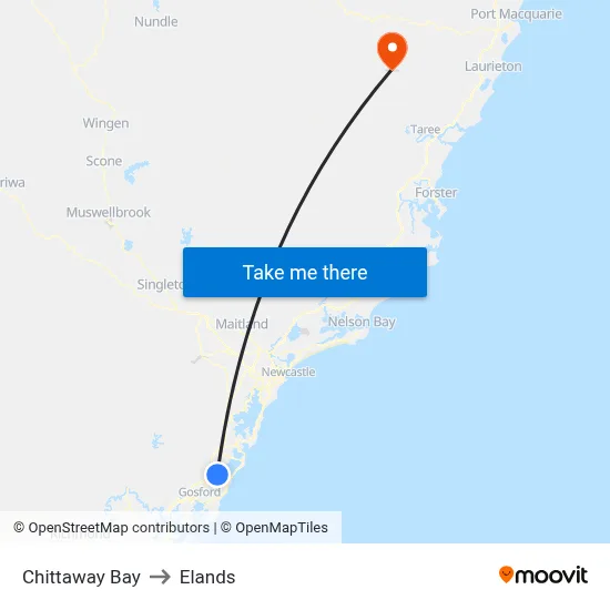 Chittaway Bay to Elands map