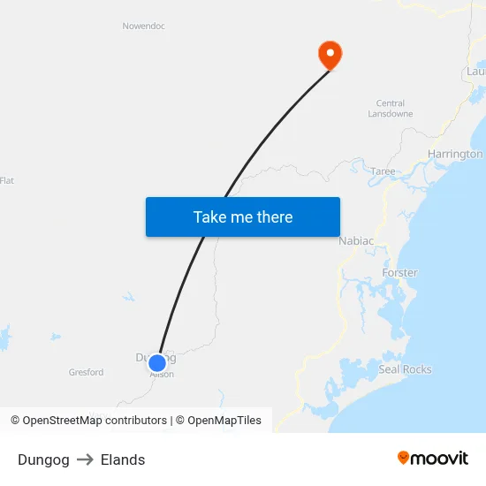 Dungog to Elands map