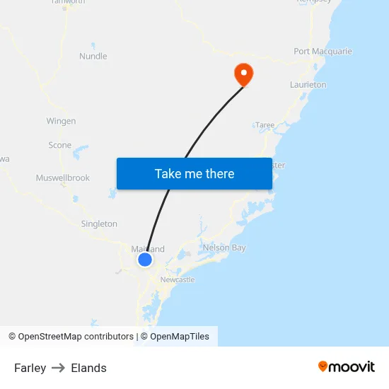 Farley to Elands map