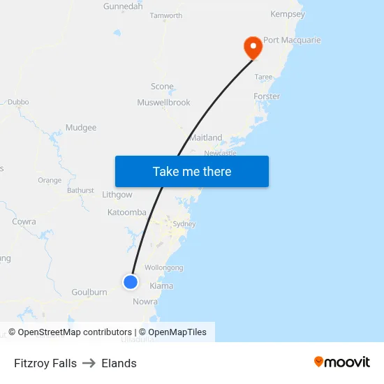Fitzroy Falls to Elands map