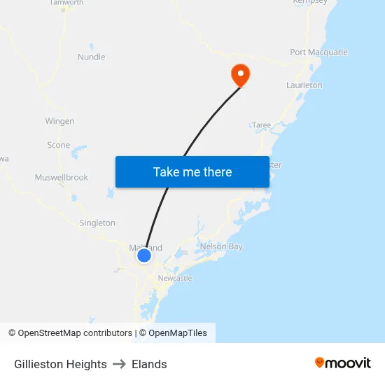Gillieston Heights to Elands map