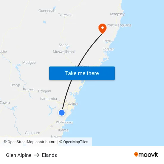 Glen Alpine to Elands map