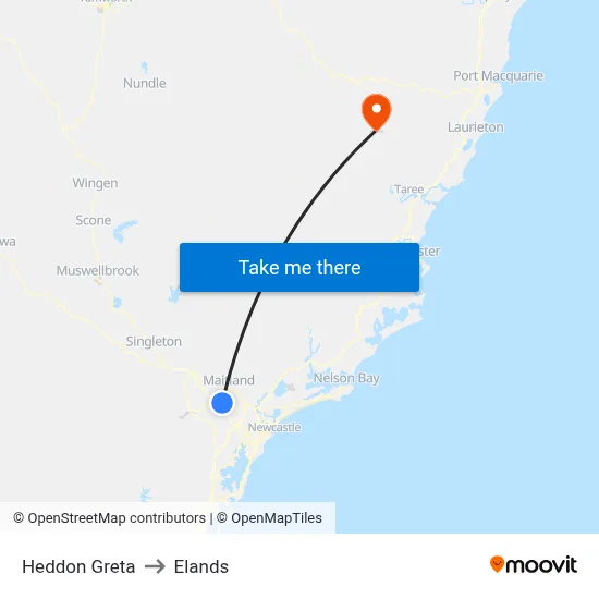 Heddon Greta to Elands map