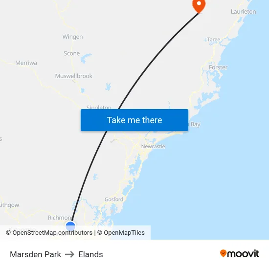 Marsden Park to Elands map