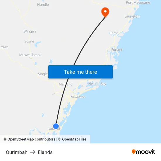 Ourimbah to Elands map