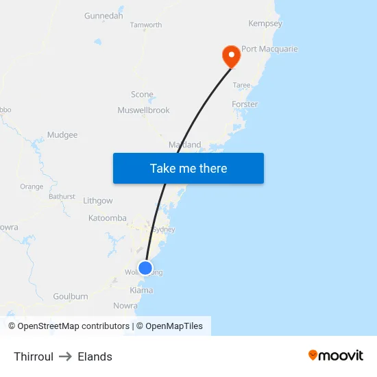Thirroul to Elands map