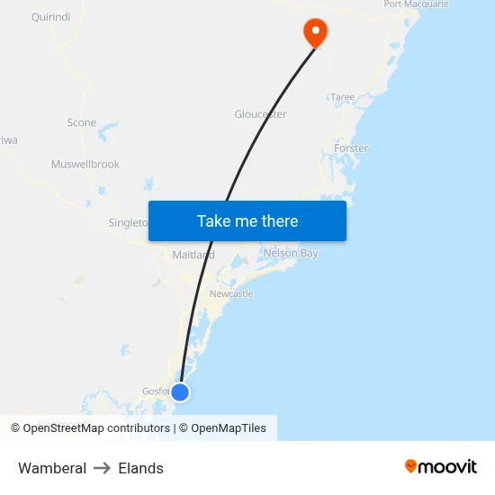 Wamberal to Elands map