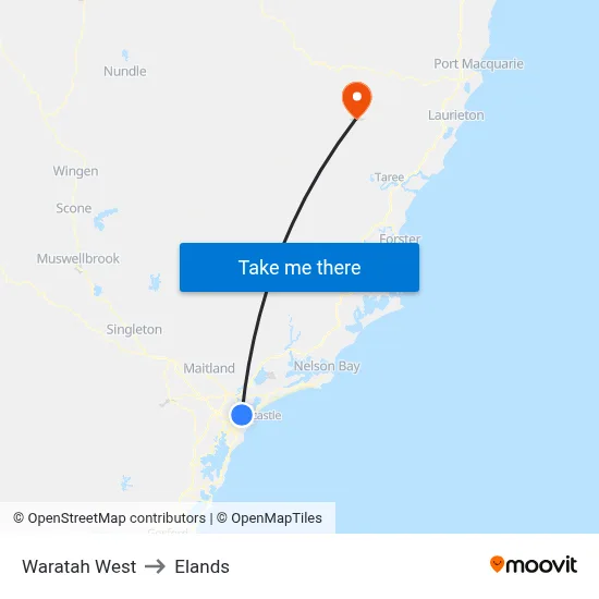 Waratah West to Elands map
