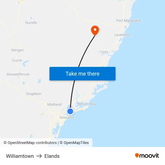 Williamtown to Elands map