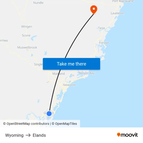 Wyoming to Elands map