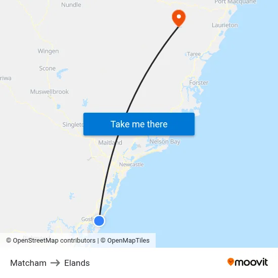 Matcham to Elands map