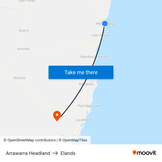 Arrawarra Headland to Elands map