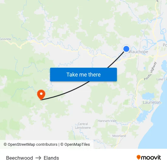 Beechwood to Elands map