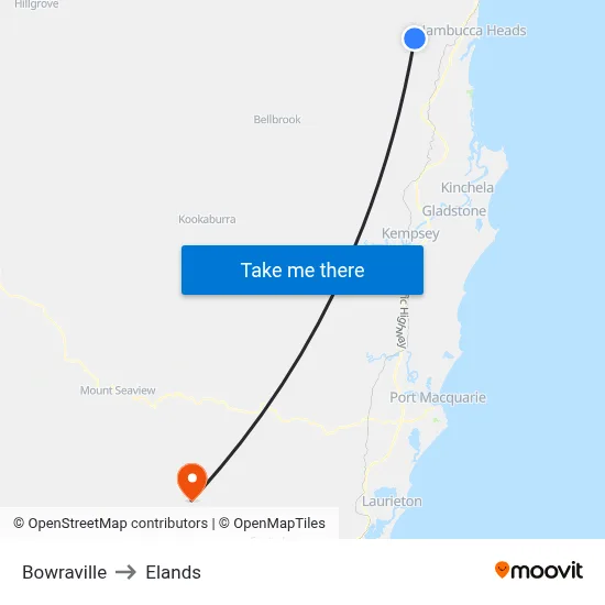 Bowraville to Elands map