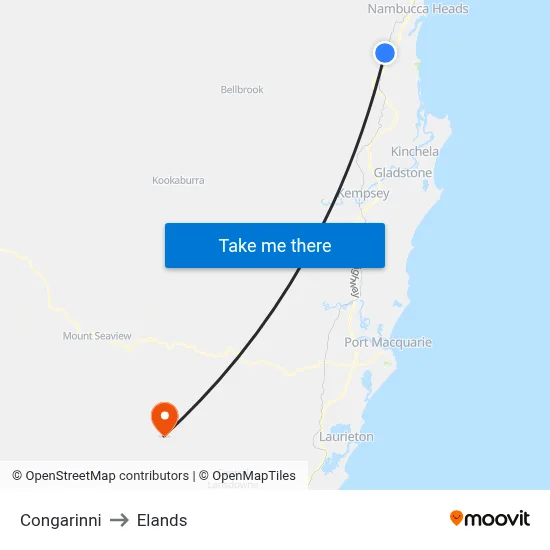 Congarinni to Elands map