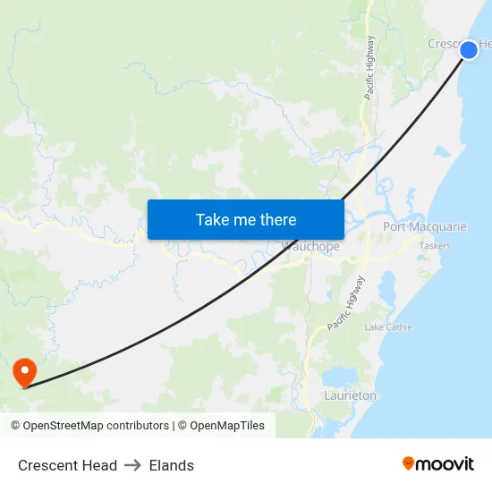 Crescent Head to Elands map