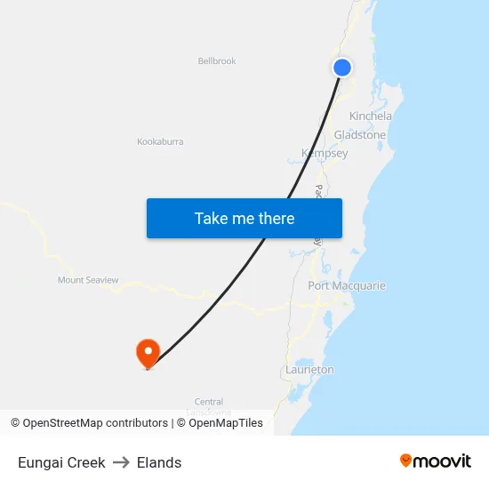 Eungai Creek to Elands map