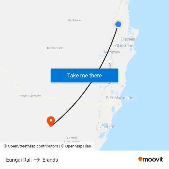Eungai Rail to Elands map